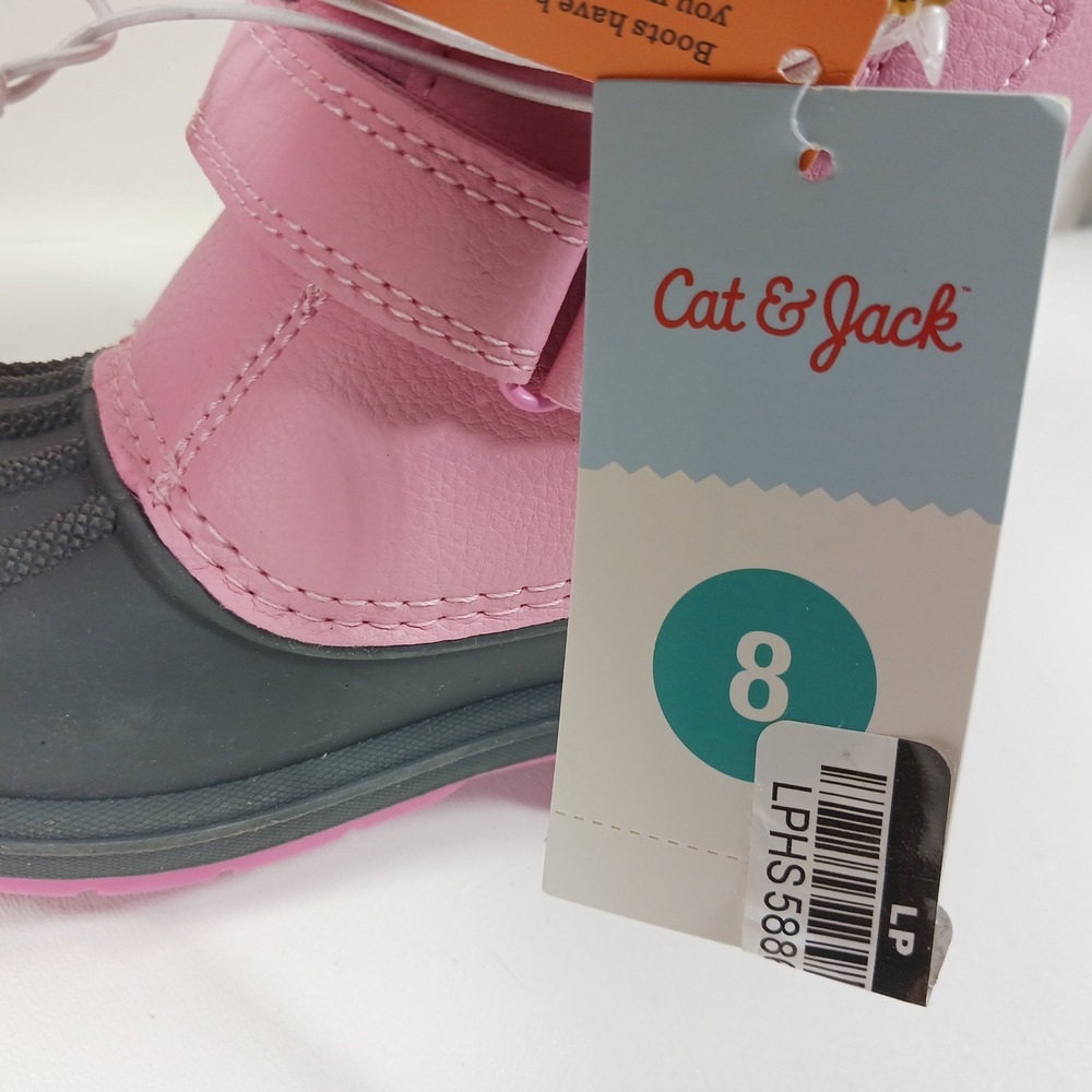Cat & Jack Toddler Denver Pink Grey Waterproof Winter Snow Boots Size 8 NWT - Picture 7 of 8